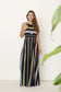 Dress-Multi color stripe maxi dress with hidden pocket