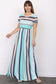 Dress- Plus Short Sleeve Stripe Maxi Dress