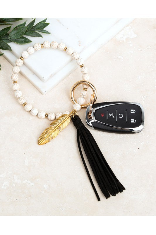 Keychain- Boho Stone Key Ring Bracelet