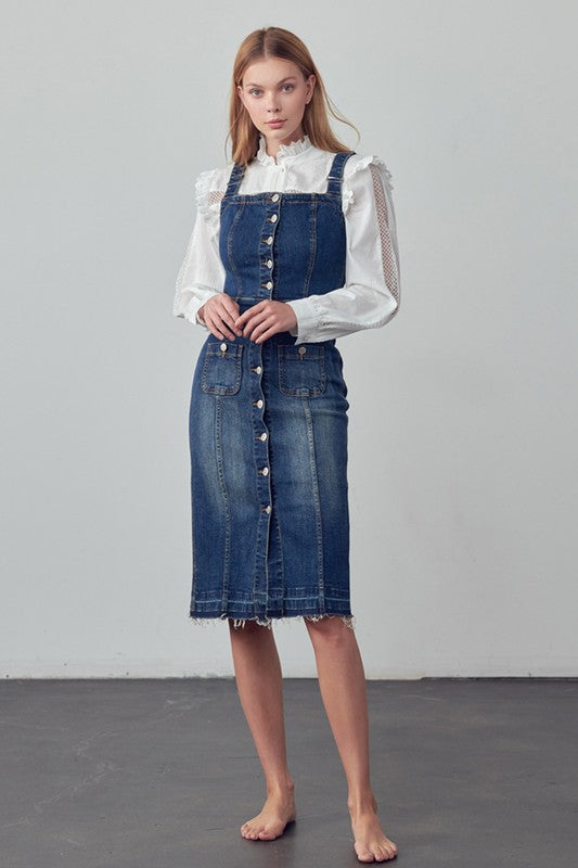 Dress - SUSPENDERS DENIM SKIRT