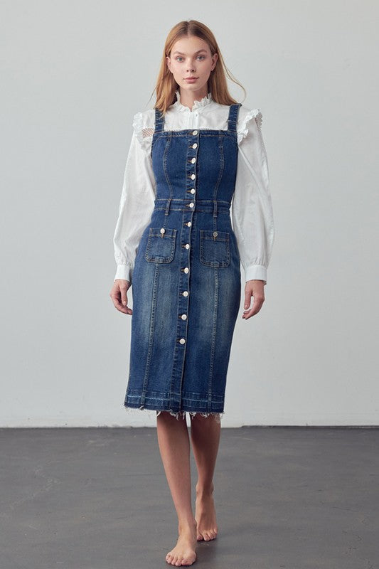 Dress - SUSPENDERS DENIM SKIRT