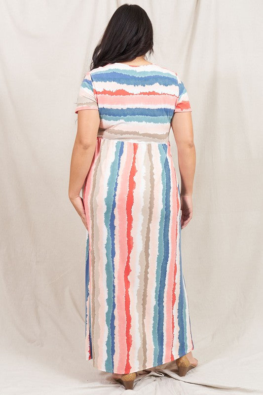 Dress- Water Color Short Sleeve Maxi Dress