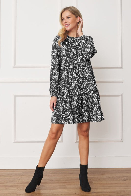 Dress- Floral Crew Neck Midi Dress