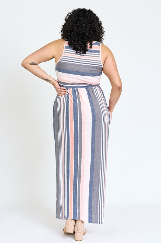 Dress-Plus Vintage Stripe Maxi Dress
