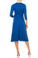 Dress- Solid faux wrap dress with deep V-neck- ROYAL BLUE & BLACK TOO
