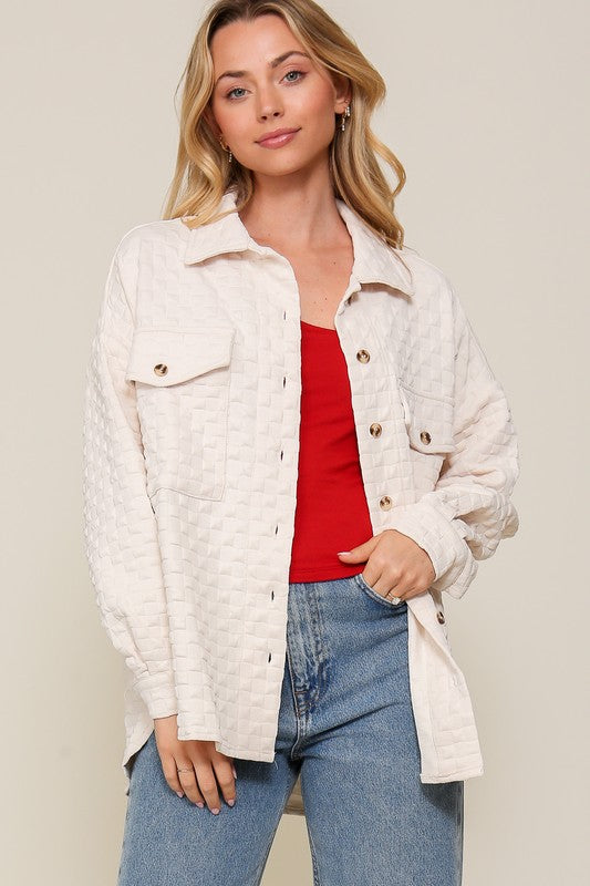 Jacket- Long Sleeve Quilted Button Down Jacket