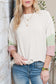 Top-Ribbed Stripe Drop shoulder half sleeve top blouse