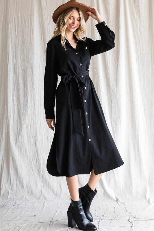 Dress - Button down shirt long dress PLUS