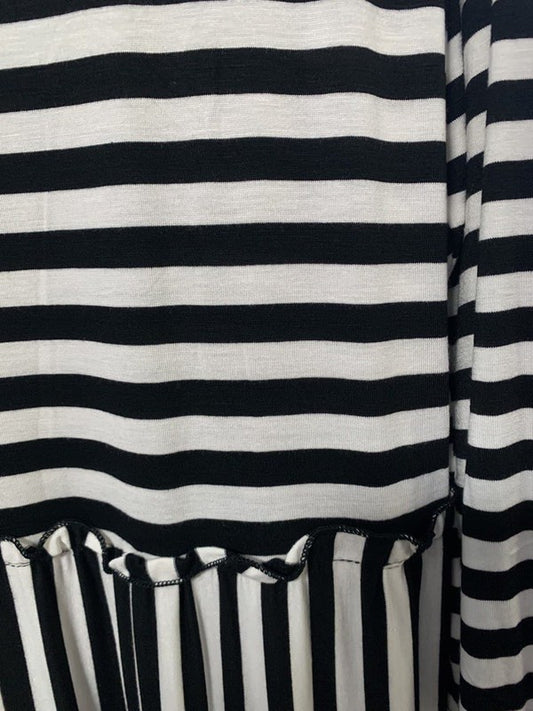 Dress-NAVY Stripes, three tiered maxi dress